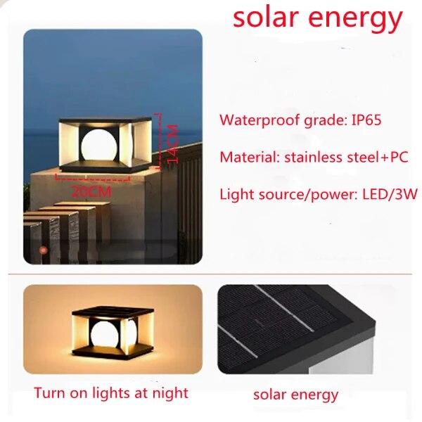 Outdoor Luxury IP65 Waterproof Square LED Solar Lawn Light