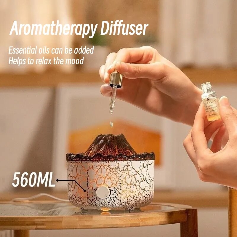 Flame Air Humidifier Aromatherapy Diffuser Smoke Ring Ultrasonic Night Lamp