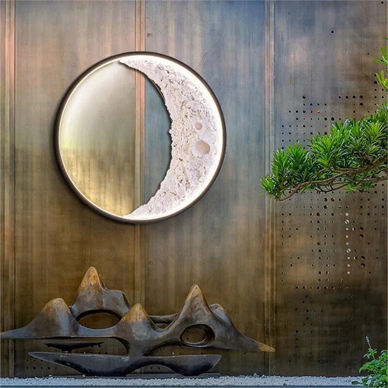 Outdoor Terrace Garden Landscape Exterior Wall Moon Crescent LED Wall Lamp