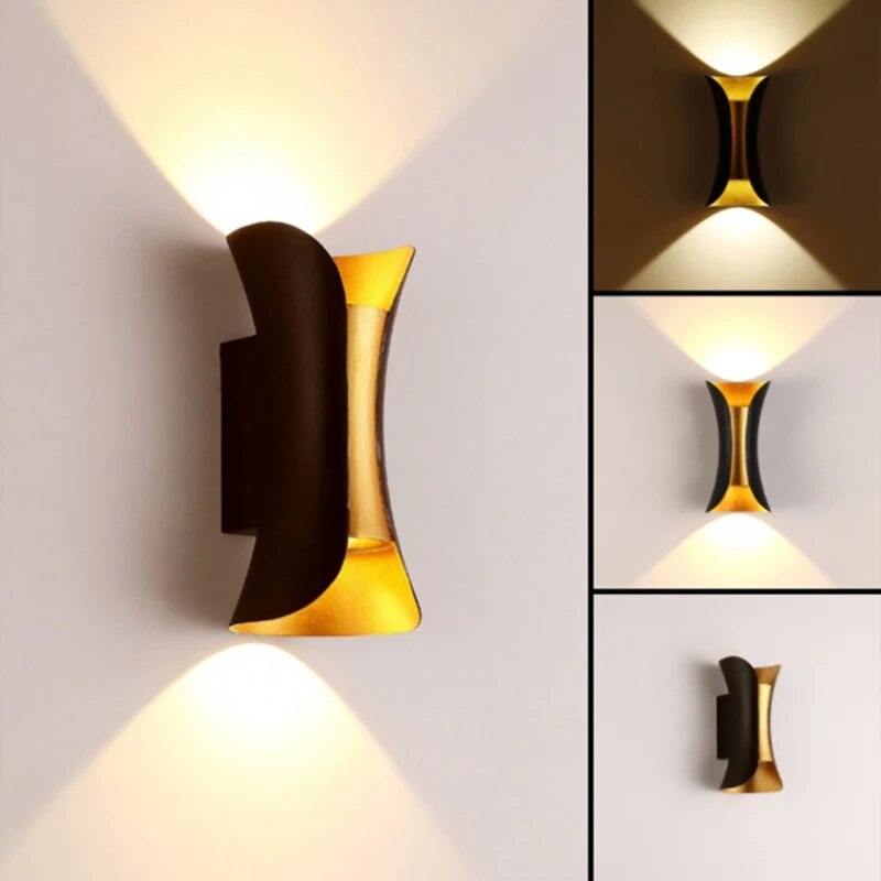 Black Golden Led Wall Light Up Down Popular Living Room Hotel Corridor Asile