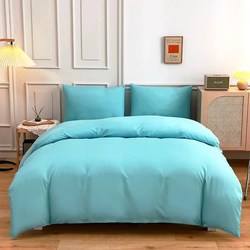 Solid Color Bedding Set Orange Grey Single Double Size Bed Linen Duvet Cover Pillowcase