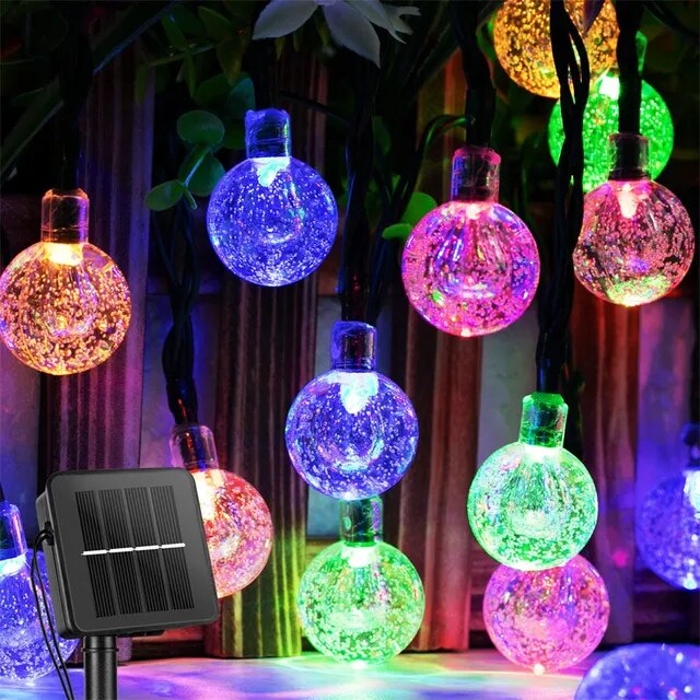 Solar String Lights Outdoor 200 Led Crystal Globe Lights with 8 Modes