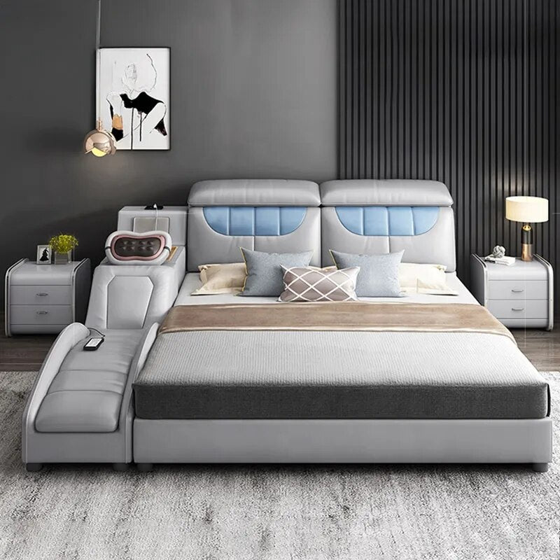 Intelligent massage multi-function leather bed modern simple double customized wedding bed