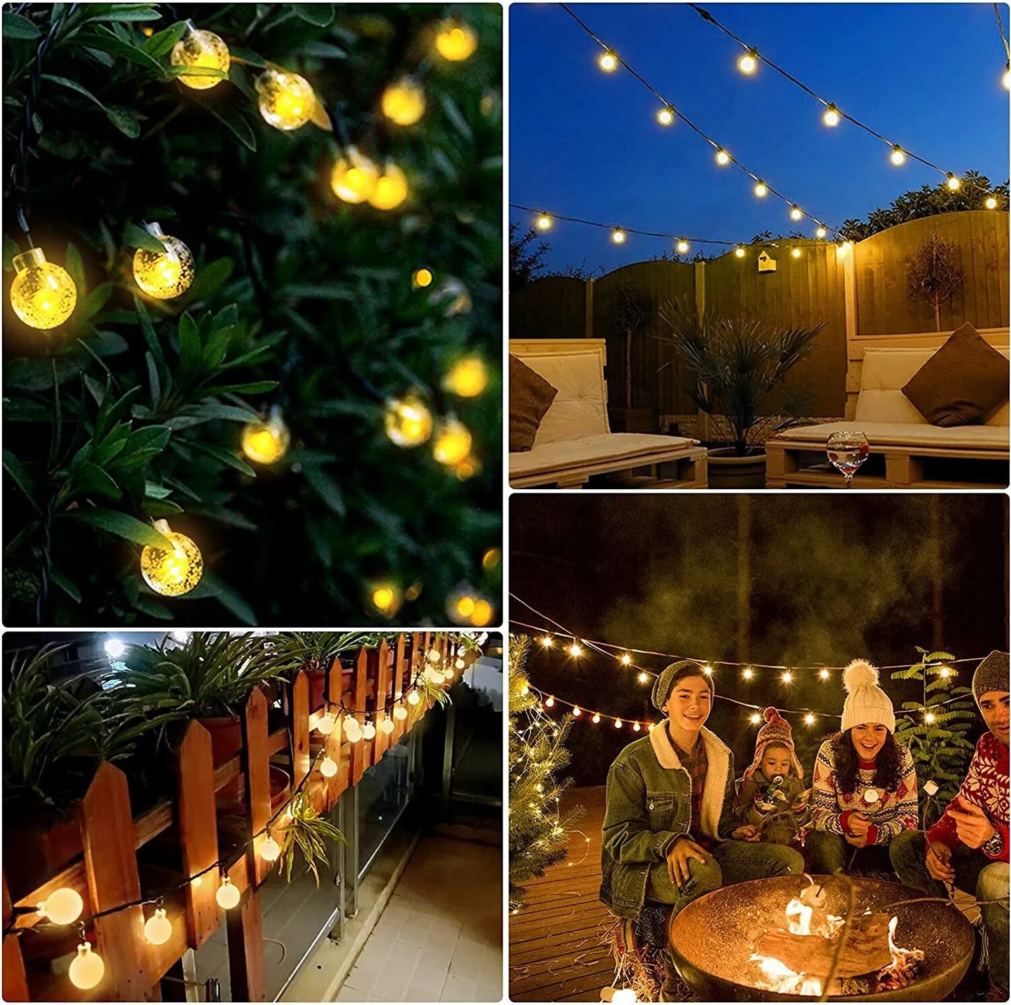 Solar String Lights Outdoor 200 Led Crystal Globe Lights with 8 Modes