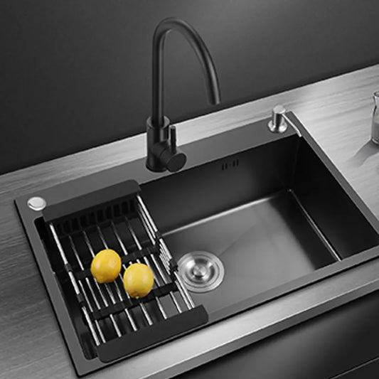 Black Nano Wash Basin Single Sink creative Stainless Steel Kitchen Sinks Drain Set