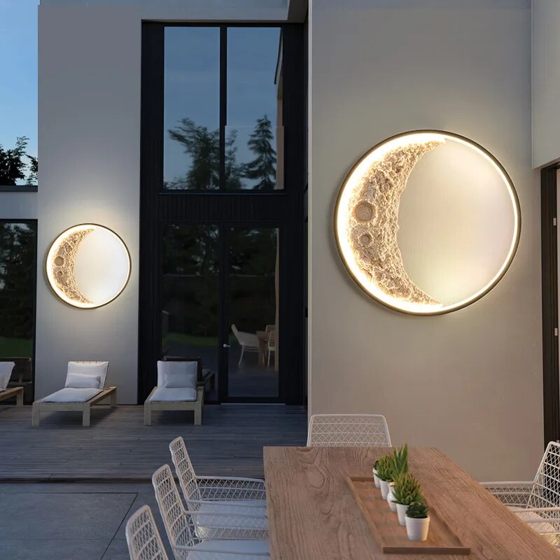 Outdoor Terrace Garden Landscape Exterior Wall Moon Crescent LED Wall Lamp