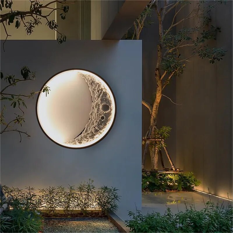 Outdoor Terrace Garden Landscape Exterior Wall Moon Crescent LED Wall Lamp