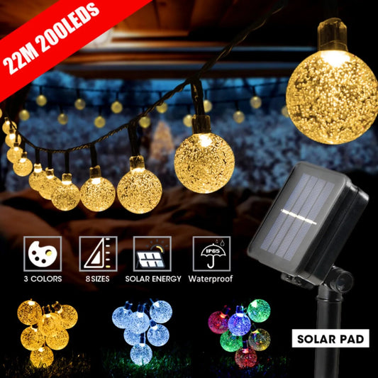 Solar String Lights Outdoor 200 Led Crystal Globe Lights with 8 Modes