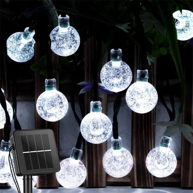 Solar String Lights Outdoor 200 Led Crystal Globe Lights with 8 Modes