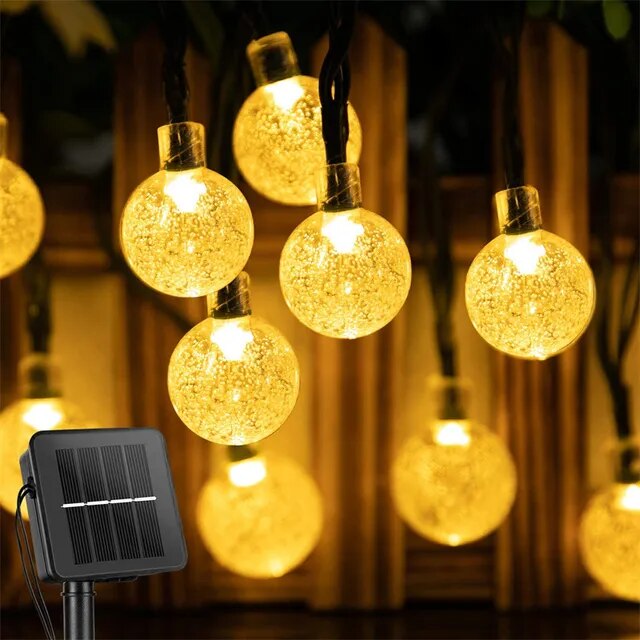 Solar String Lights Outdoor 200 Led Crystal Globe Lights with 8 Modes