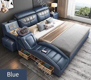 Intelligent massage multi-function leather bed modern simple double customized wedding bed