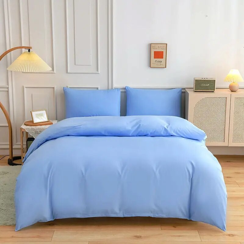 Solid Color Bedding Set Orange Grey Single Double Size Bed Linen Duvet Cover Pillowcase