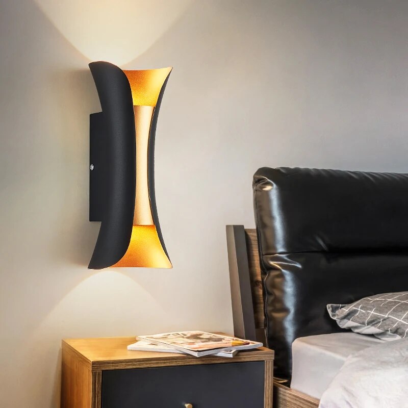 Black Golden Led Wall Light Up Down Popular Living Room Hotel Corridor Asile