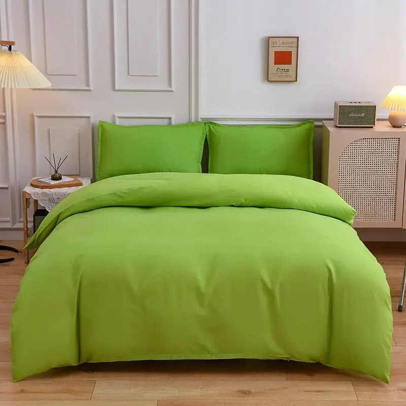 Solid Color Bedding Set Orange Grey Single Double Size Bed Linen Duvet Cover Pillowcase