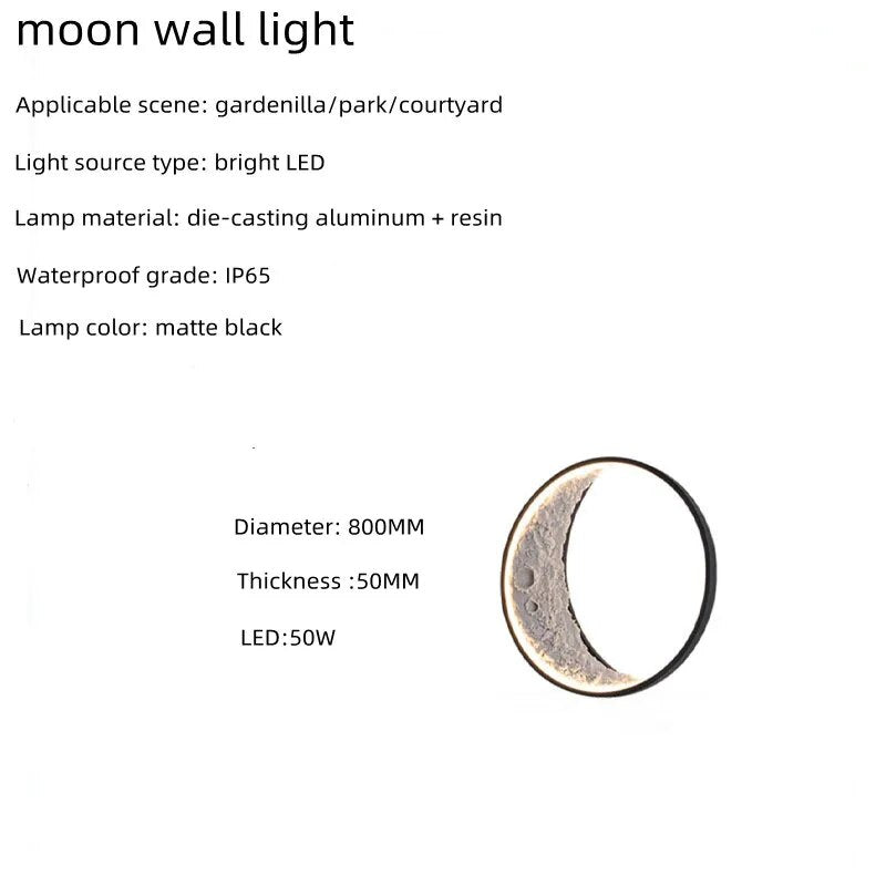 Outdoor Terrace Garden Landscape Exterior Wall Moon Crescent LED Wall Lamp