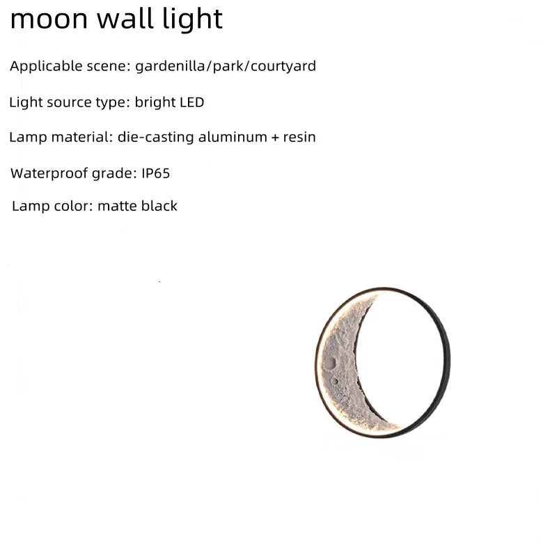 Outdoor Terrace Garden Landscape Exterior Wall Moon Crescent LED Wall Lamp